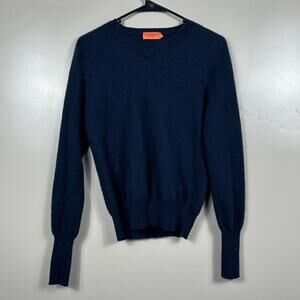 Ballantyne Women’s 100% Cashmeree V-Neck Jumper Sweater Navy Blue Size Small